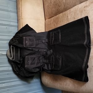 Black dress with white stitching